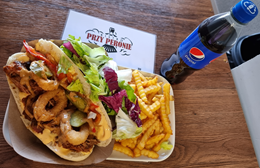 Kanapka Big Tom w trójkącie z Pepsi 0,33l i frytkami